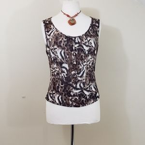 Escada super sexy 100% silk tiger print sleeveless top